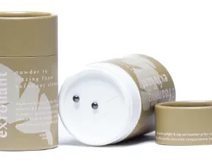 Exfoliant – powder to fizzing foam 2 oz • 100% paperboard tube - no plastic