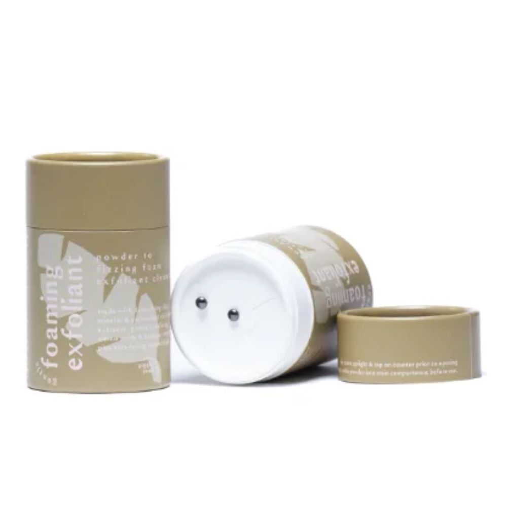 Exfoliant – powder to fizzing foam 2 oz • 100% paperboard tube - no plastic