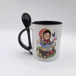 Tea is Life’s Delight Black Mug featuring Pioneer Polly