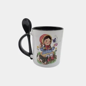 Tea is Life’s Delight Black Mug featuring Pioneer Polly