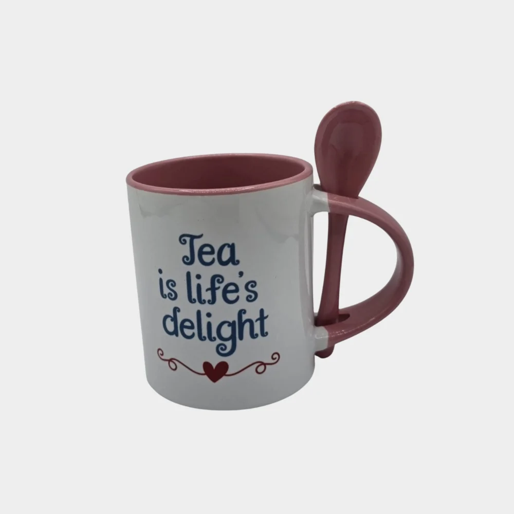 Tea is Life’s Delight Pink Mug featuring Pioneer Polly - Image 2